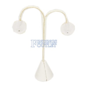 White Faux Leather Earring Jewelry Display Holder Small Fancy Earring Stand Back