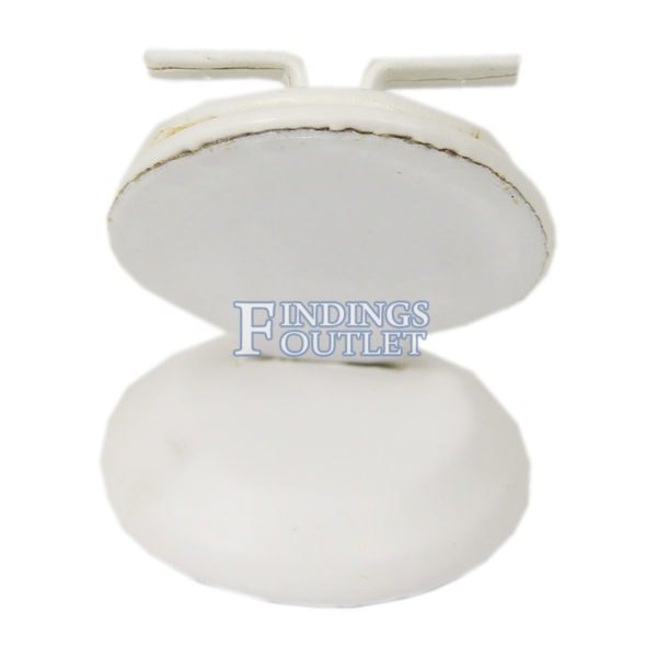 White Faux Leather Ring & Earring Jewelry Display Holder Fancy Showcase Stand Back