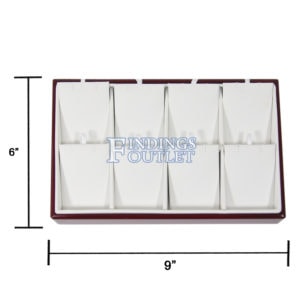 Rosewood White Faux Leather 8 Slot Pendant Jewelry Display Holder Showcase Tray Dimension