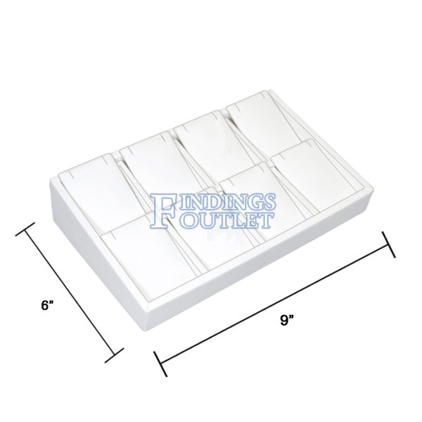 White Faux Leather 8 Slot Pendant Jewelry Display Holder Showcase Slanted Tray Dimension