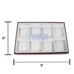 Rosewood White Faux Leather 8 Slot Earring Jewelry Display Holder Showcase Tray Dimension