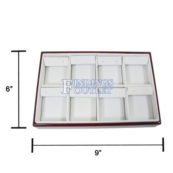 Rosewood White Faux Leather 8 Slot Earring Jewelry Display Holder Showcase Tray Dimension