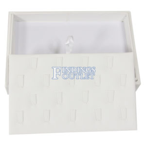 White Faux Leather 18 Slot Ring Jewelry Display Holder Showcase Slanted Tray Straight