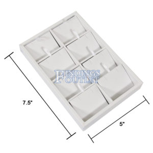 White Faux Leather 8 Slot Pendant & Earring Jewelry Display Holder Showcase Tray Dimension