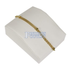 White Faux Leather Bracelet Jewelry Display Holder Medium Contour Bracelet Stand Angle
