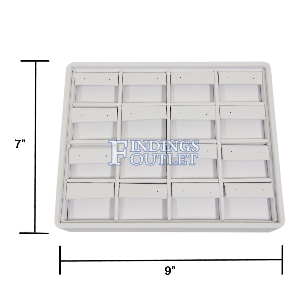 12 Ring Tray White Faux Leather Jewelry Display 