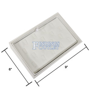 White Faux Leather 18 Slot Ring Jewelry Display Holder Showcase Slanted Tray Dimension