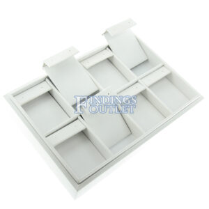 White Faux Leather 8 Slot Earring Jewelry Display Holder Showcase Slanted Tray Loose