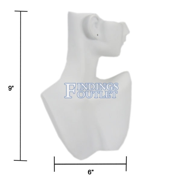 White Polystyrene Head & Chest Necklace And Earring Jewelry Display Holder Stand Dimension