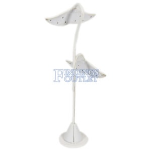 White Faux Leather 8 Pair Earring Jewelry Display Holder Ginko 2-Tier Stand Back