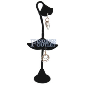 Black Velvet 8 Pair Earring Jewelry Display Holder Ginko 2-Tier Stand Straight