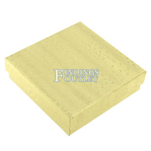 3.75" x 3.75" Gold Cotton Filled Gift Box Closed