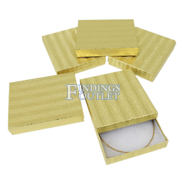 6.25" x 5.25" Gold Cotton Filled Gift Box Bundle