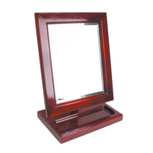 Countertop Adjustable Rotating Rosewood Wooden Frame Glass Mirror With Tray