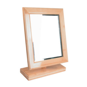 Countertop Adjustable Rotating Natural Wooden Frame Glass Mirror 10" x 14"