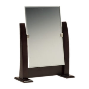 Countertop Adjustable Dark Walnut Wood Frame Glass Mirror Retail Jewelry Makeup