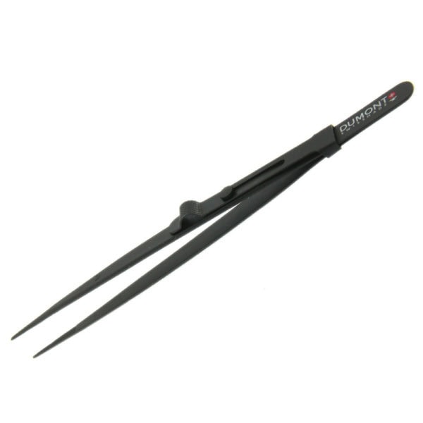 Dumont Medium Point Locking Black Stainless Steel Diamond Tweezer