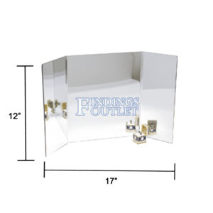 Countertop 3-Sided Backdrop Frameless Acrylic Glass Mirror Retail Jewelry Makeup Dimension