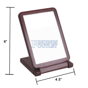 Countertop Rosewood Wooden Frame Folding Glass Mirror Retail Jewelry Makeup Dimension