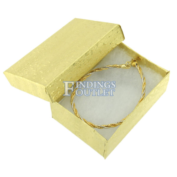 3.25" x 2.25" Gold Cotton Filled Gift Box Filled 2