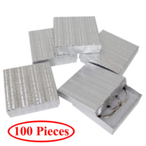 3.75" x 3.75" Silver Cotton Filled Gift Box