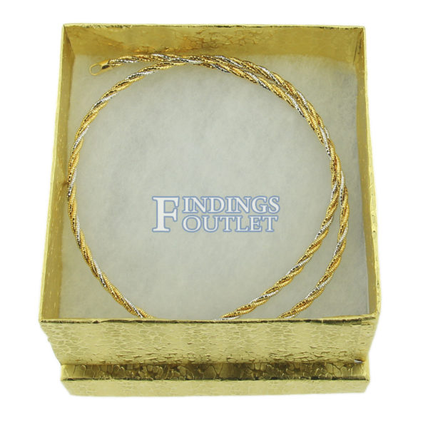3.75" x 3.75" x 2” Gold Cotton Filled Gift Box Filled