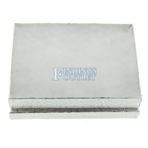 5.5" x 4" Silver Cotton Filled Gift Box Empty