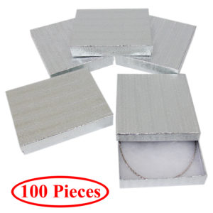 6.25" x 5.25" Silver Cotton Filled Gift Box