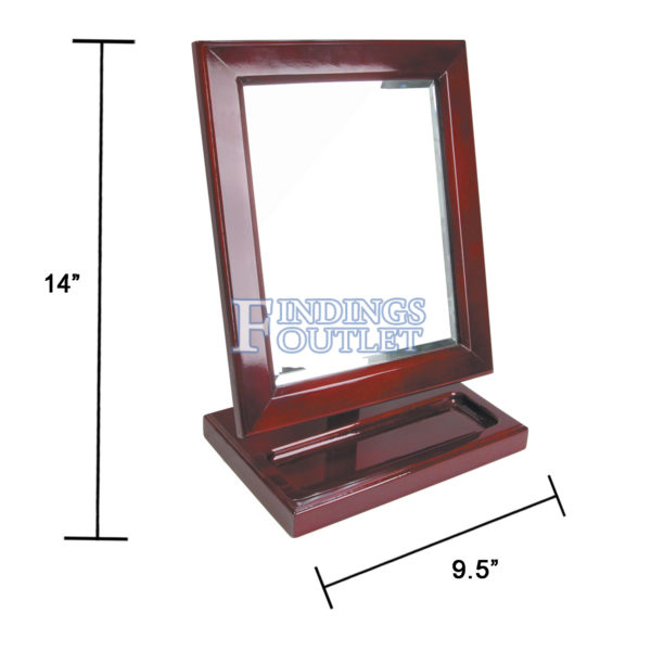 Countertop Adjustable Rotating Rosewood Wooden Frame Glass Mirror With Tray Dimension
