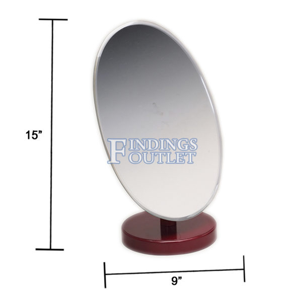 Countertop Adjustable Rotating Rosewood Wooden Frame Oval Glass Mirror 9" x 15" Dimension