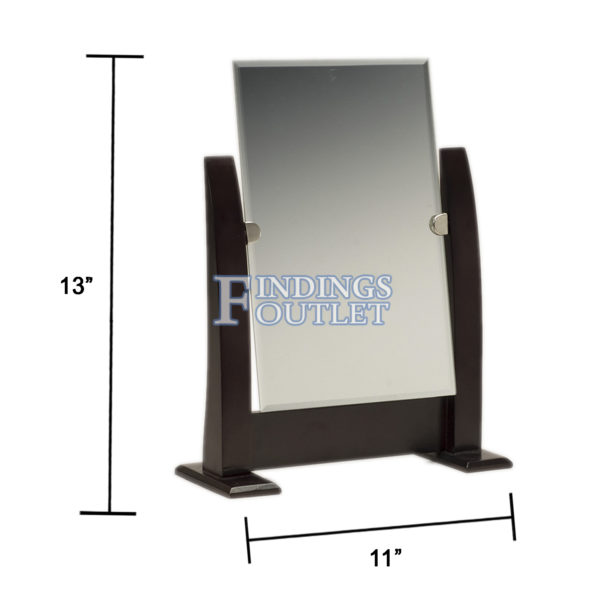 Countertop Adjustable Dark Walnut Wood Frame Glass Mirror Retail Jewelry Makeup Dimension
