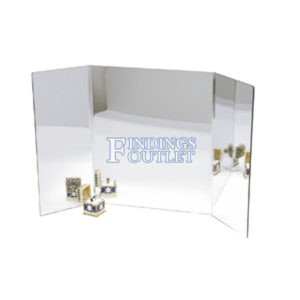 Countertop 3-Sided Backdrop Frameless Acrylic Glass Mirror Retail Jewelry Makeup Angle