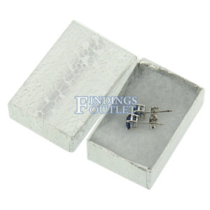 2" x 1.25" Silver Cotton Filled Gift Box Filled