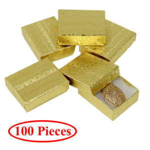 Gold Cotton Filled Gift Box Jewelry Craft Collectibles Packaging Boxes