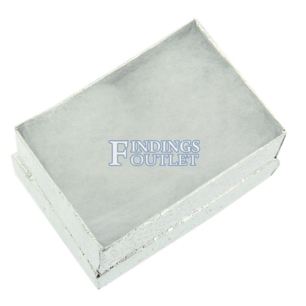 3.25" x 2.25" Silver Cotton Filled Gift Box Empty