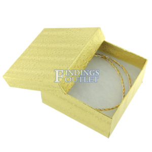 3.75" x 3.75" x 2” Gold Cotton Filled Gift Box Filled 2