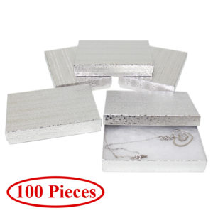 5.5" x 4" Silver Cotton Filled Gift Box