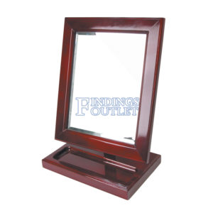 Countertop Adjustable Rotating Rosewood Wooden Frame Glass Mirror With Tray Angle