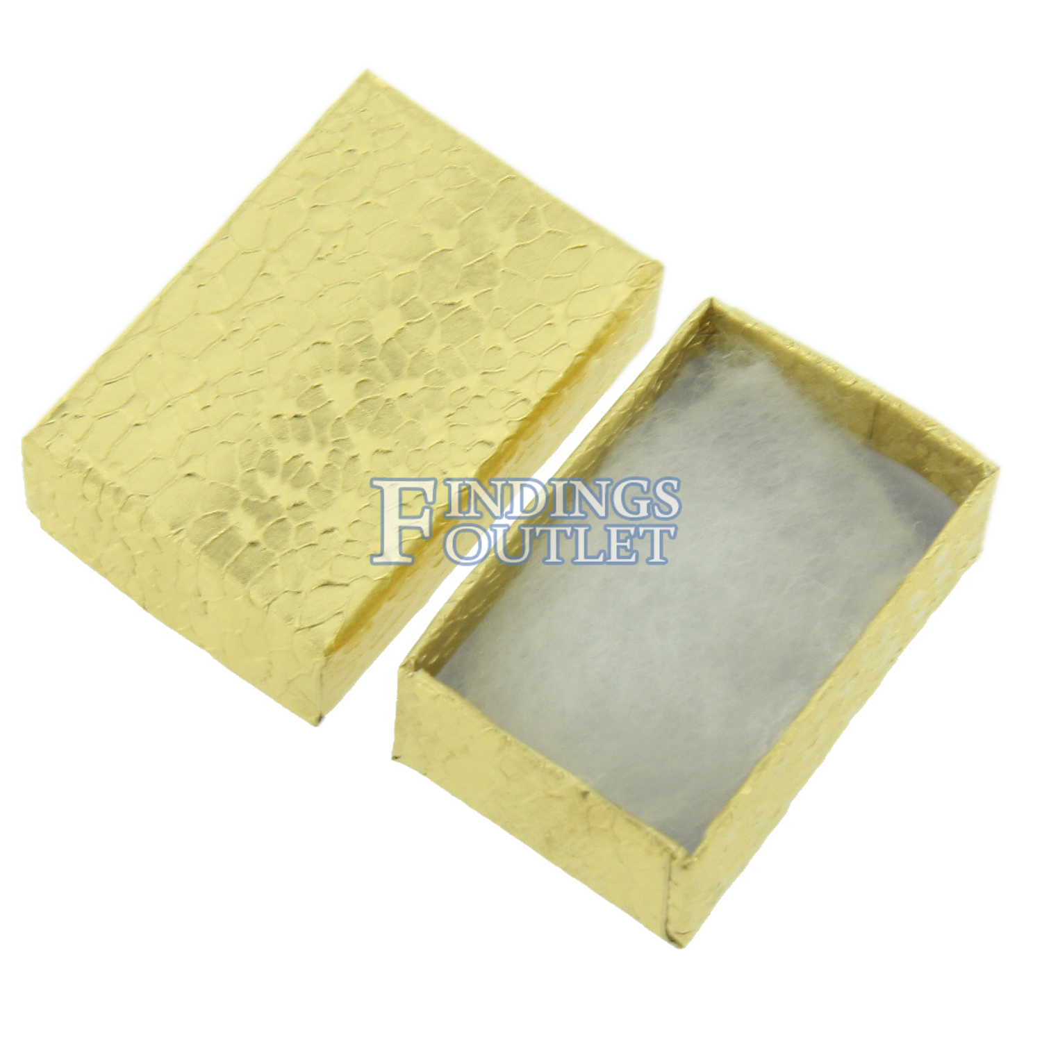 wholesale 100 Gold Cotton Filled Jewelry Gift Boxes 2" 