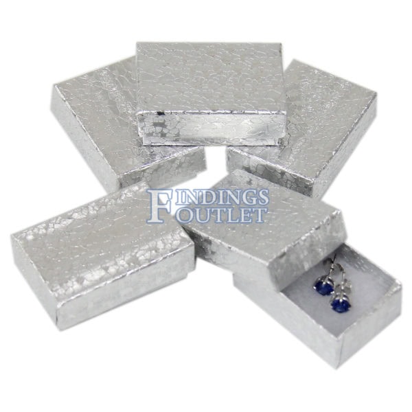 2" x 1.25" Silver Cotton Filled Gift Box Bundle