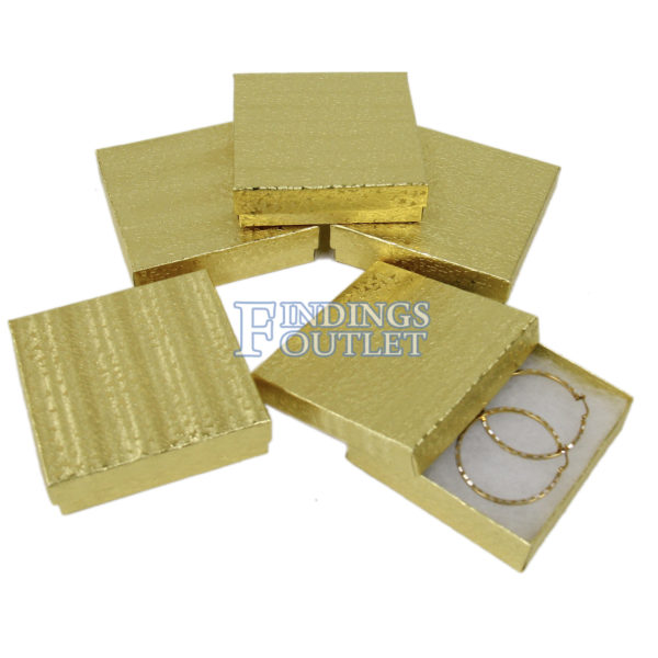 3.75" x 3.75" Gold Cotton Filled Gift Box Bundle