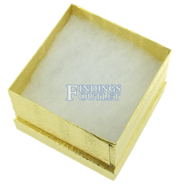 3.75" x 3.75" x 2” Gold Cotton Filled Gift Box Empty
