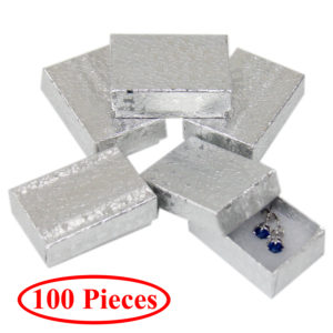 2" x 1.25" Silver Cotton Filled Gift Box