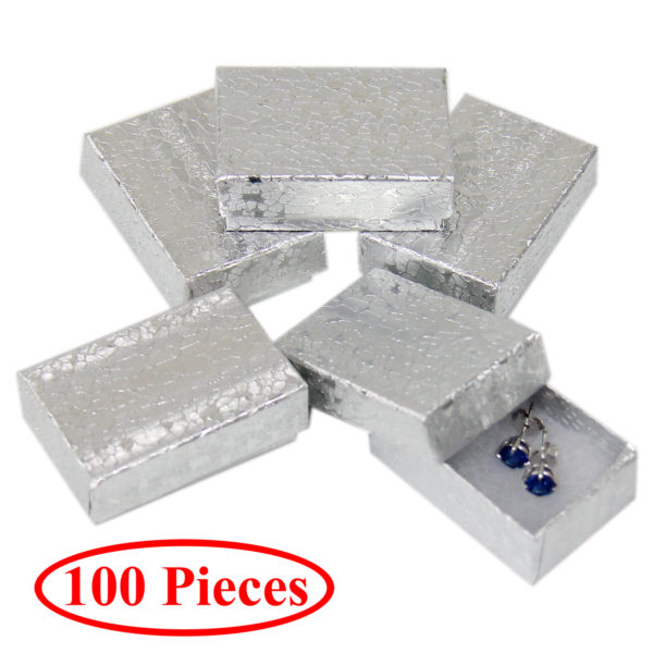 2" x 1.25" Silver Cotton Filled Gift Box