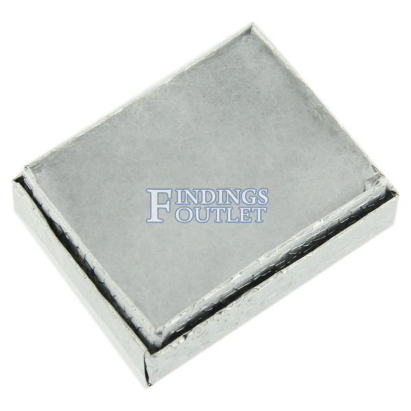 2.25" x 1.75" Silver Cotton Filled Gift Box Empty