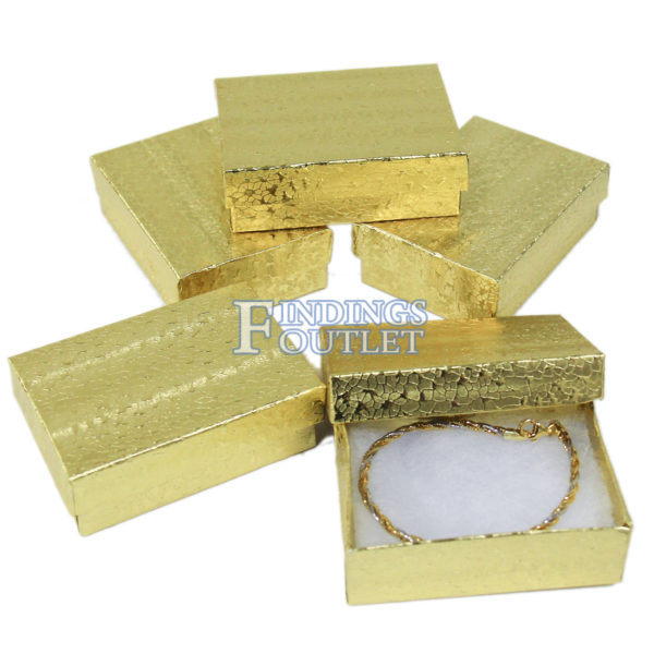 3.25" x 2.25" Gold Cotton Filled Gift Box Bundle
