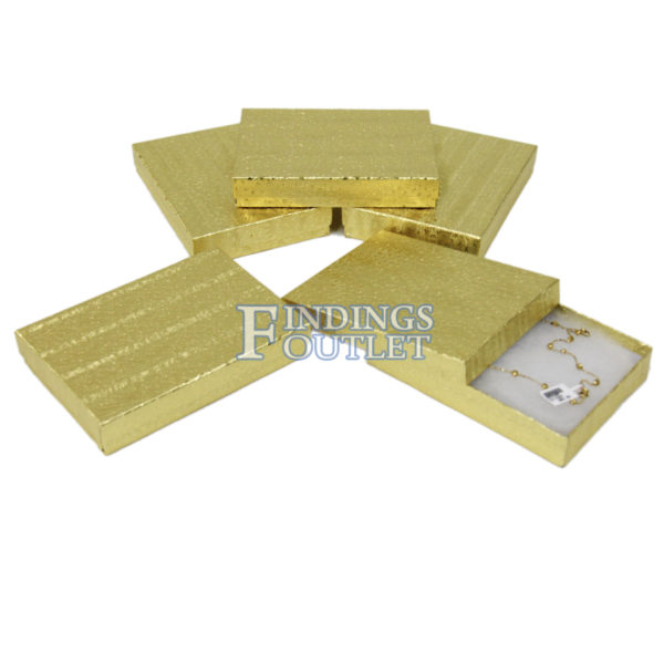 5.5" x 4" Gold Cotton Filled Gift Box Bundle