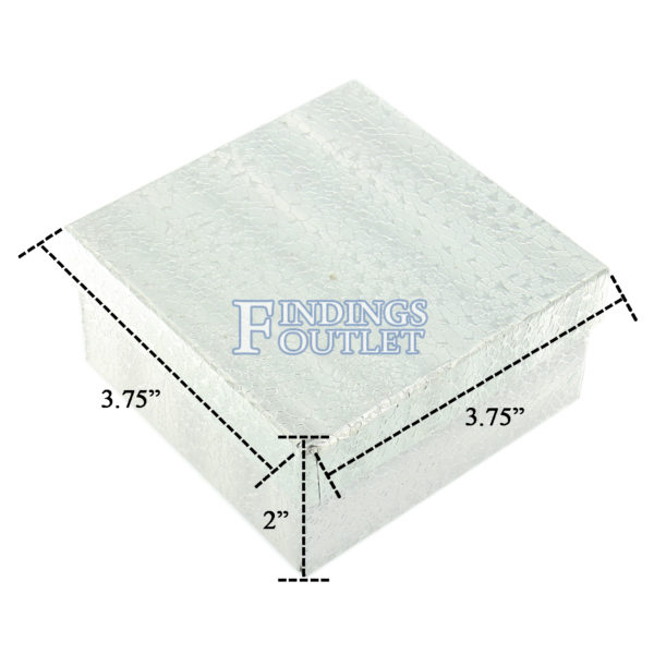 3.75" x 3.75" x 2” Silver Cotton Filled Gift Box Dimensions