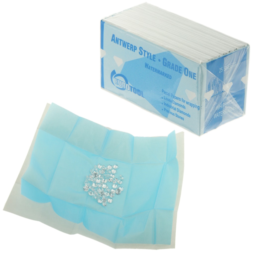 Pack of 100 Diamond Papers Blue & WhiteWatermarked Jewelry Making Protective Gemstone Papers DIA-301.02