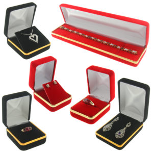 Gold Trim Velvet Jewelry Boxes